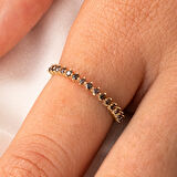 Gümüş Yüzük - 0.30 Karat Smoky (Kahverengi)  Taşlı Yarım Tur 925 Ayar Gümüş Yüzük