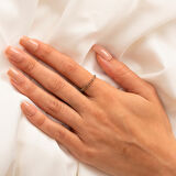 Gümüş Yüzük - 0.30 Karat Smoky (Kahverengi)  Taşlı Yarım Tur 925 Ayar Gümüş Yüzük