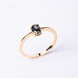 Gümüş Yüzük - 0.90 Karat Mistik Topaz Tektaş Evlilik Teklifi 925 Ayar Gümüş Tarz Yüzük