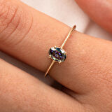 Gümüş Yüzük - 0.90 Karat Mistik Topaz Tektaş Evlilik Teklifi 925 Ayar Gümüş Tarz Yüzük