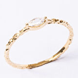 Gümüş Yüzük - Swarovski Taşlı Minimal Tasarım Gündelik Tektaş 925 Ayar Gümüş Yüzük