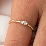 Gümüş Yüzük - Swarovski Taşlı Minimal Tasarım Gündelik Tektaş 925 Ayar Gümüş Yüzük