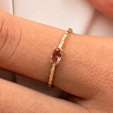 Gümüş Yüzük - Zultanit Taşlı El Yapımı Dövülü Minimal Tasarım Tektaş 925 Ayar Gümüş Yüzük