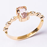 Gümüş Yüzük - Morganit Taşlı Kadın Modern Tasarım 925 Ayar Gümüş Evlilik Teklifi Yüzüğü