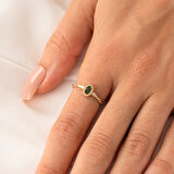 Gümüş Yüzük - 0.50 Karat Zümrüt Taşlı Modern 925 Ayar Gümüş Evlilik Teklifi Yüzüğü