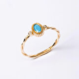 Gümüş Yüzük - 0.50 Karat Firuze (Turkuaz) Taşlı Modern 925 Ayar Gümüş Evlilik Teklifi Yüzüğü