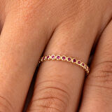 Gümüş Yüzük - 0.30 Karat Ruby Taşlı Yarım Tur 925 Ayar Hediye Gümüş Yüzük