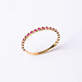 Gümüş Yüzük - 0.30 Karat Ruby Taşlı Yarım Tur 925 Ayar Hediye Gümüş Yüzük