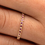 Gümüş Yüzük - 0.30 Karat Ruby Taşlı Yarım Tur 925 Ayar Hediye Gümüş Yüzük