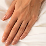 Gümüş Yüzük - 0.30 Karat Ruby Taşlı Yarım Tur 925 Ayar Hediye Gümüş Yüzük