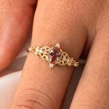 Gümüş Yüzük - 0.50 Karat Love Zultanit Taşlı Prenses 925 Ayar Gümüş Evlilik Teklifi Yüzüğü