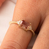 Gümüş Yüzük - Octagon Kesim Zultanit Taşlı Modern Tasarım 925 Ayar Gümüş Yüzük