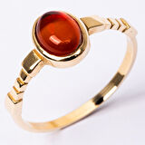 Gümüş Yüzük - Akik Taşlı Oval Kesim Boğumlu Tektaş Modern Tasarım 925 Ayar Gümüş Kadın Yüzük