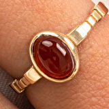 Gümüş Yüzük - Akik Taşlı Oval Kesim Boğumlu Tektaş Modern Tasarım 925 Ayar Gümüş Kadın Yüzük