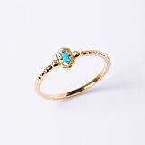 Gümüş Yüzük - Mini Baget Firuze (Turkuaz) Taşlı Minimal Özel Tasarım 925 Ayar Gümüş Yüzük