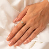 Gümüş Yüzük - Mini Baget Firuze (Turkuaz) Taşlı Minimal Özel Tasarım 925 Ayar Gümüş Yüzük