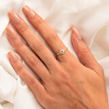 Gümüş Yüzük - Mini Papatya Ruby Taşlı Minimal Tasarım 925 Ayar Gümüş Yüzük