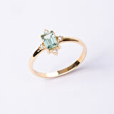 Gümüş Yüzük - Octagon Kesim Su Yeşili Taşlı 0.95 Karat Pırlanta Montürü 925 Ayar Gümüş Yüzük