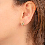 14 Ayar Altın Vintage Tasarım Green Topaz (Su Yeşili) Taşlı Küpe