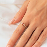 Altın Yüzük - 0.10 Karat Pırlanta Taşlı Oval Kesim Zultanit Taşlı Modern Tasarım 14 Ayar Altın Yüzük