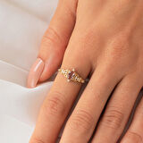 Altın Yüzük - 0.08 Karat Pırlanta 0.50 Karat Zultanit Taşlı Evlilik Teklifi 14 Ayar Altın Yüzük