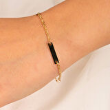 Altın Bileklik - Kişileştirelebilir Harf-İsim Yazılabilir 3 Plaka 14 Ayar Altın Bileklik