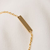 Altın Bileklik - Kişileştirelebilir Harf-İsim Yazılabilir 3 Plaka 14 Ayar Altın Bileklik