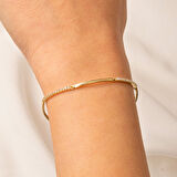 Altın Bileklik - Sıra Taşlı Modern Tasarım Şık 14 Ayar Altın Bileklik