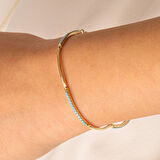 Altın Bileklik - Sıra Firuze (Turkuaz) Taşlı Modern Tasarım Şık 14 Ayar Altın Bileklik