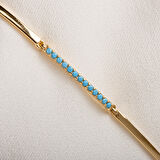 Altın Bileklik - Sıra Firuze (Turkuaz) Taşlı Modern Tasarım Şık 14 Ayar Altın Bileklik