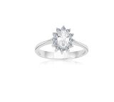 1,10CT Oval 0,24CT Pırlanta (Signity Swarovski) Taşlı Pırlanta Montörü Anturajlı 14 Ayar Altın Yüzük