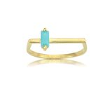 Ufuk Çizgisi Şans Totemi İnce Minimal Tasarım Firuze Taşlı Baget Altın Yüzük-Hediye Altın Yüzük