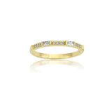 0,10 CT Baget 0,18CT Pırlanta(Signity Swarovski)Taşlı Sıralı 14 Ayar Altın Alyans-Hediye Altın Yüzük