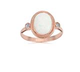 Vintage Opal Taşlı 14 Ayar Altın Yüzük-Otantik Opal Taşlı Altın Yüzük-Hediye 14 Ayar Altın Yüzük