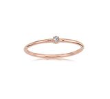 0,05 CT Pırlanta (Signity) Taşlı Minimal İnce Tel 14 Ayar Altın Yüzük-Minimal Tektaş Altın Yüzük