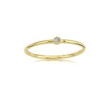 0,05 CT Pırlanta (Signity) Taşlı Minimal İnce Tel 14 Ayar Altın Yüzük-Minimal Tektaş Altın Yüzük