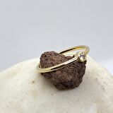 0,25 CT Pırlanta Taşlı Sıvamalı 14 Ayar Tektaş Yüzük-0,25 CT Sıvama Hediye 14 Ayar Altın Yüzük