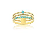 Akordiyon Desenli Burma Telli Sıralı Firuze Taşlı Eklem Yüzüğü-14 Ayar Altın Hediye Alyans Yüzük