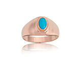 Firuze Şövalye Kadın 14 Ayar Altın Yüzük-Firuze Altın 14 Ayar Hediye Altın Yüzük