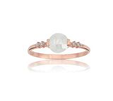 Yuvarlak Beyaz Kristal Gümüş Yüzük