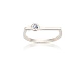 Ufuk Çizgisi Şans Totemi İnce Minimal Tasarım 0,20 CT Signity Swarovski Taşlı 925 Ayar Gümüş Yüzük