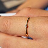 0,05 CT Pırlanta (Signity) Taşlı Minimal İnce Tel 925 Ayar Gümüş Yüzük-Minimal Tektaş Gümüş Yüzük