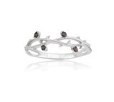 Gül Dalı Sarmaşık Gümüş Şampanya (Smoky)Taşlı Yeni Model Gümüş Yüzük-Hediye 925 Ayar Gümüş Yüzük    