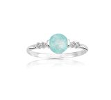 0.55 CT Quartz Taşlı Blue 925 Ayar Gümüş Yüzük-Yuvarlak Mavi Kristal Gümüş Yüzük-Hediye Gümüş Yüzük