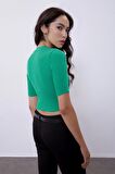 Benetton Yeşili Yarım Kollu Bisiklet Yaka Triko Kazak SWK4490BY