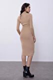 Camel Damla Dekolteli Triko Elbise SWD4465CA