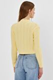 Sarı Saç Örgü Desenli Triko Hırka SWC4690SA