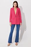 Pembe Tek Düğmeli Kruvaze Yaka Blazer Ceket SS23J4707PE