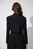 Siyah Kruvaze Yaka Blazer Ceket SS23J4728Sİ