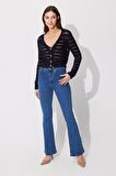 Mavi İspanyol Paça Yüksek Bel Jean SS23JP4743MA